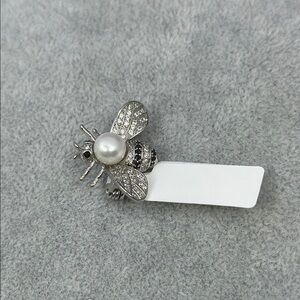 Elegant Silver Bee Brooch with Pearl Accent
